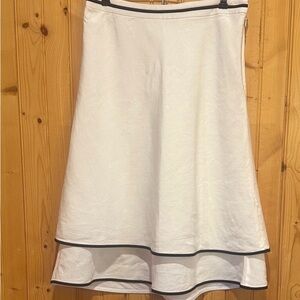 LOFT Cream A-Line Skirt with Black Trim